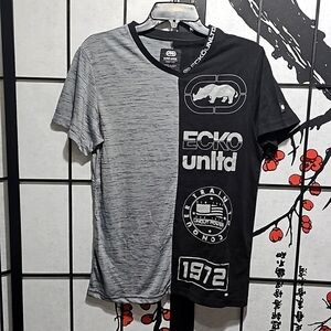 Ecko Black Gray‎ Logos T-shirt Small NWT